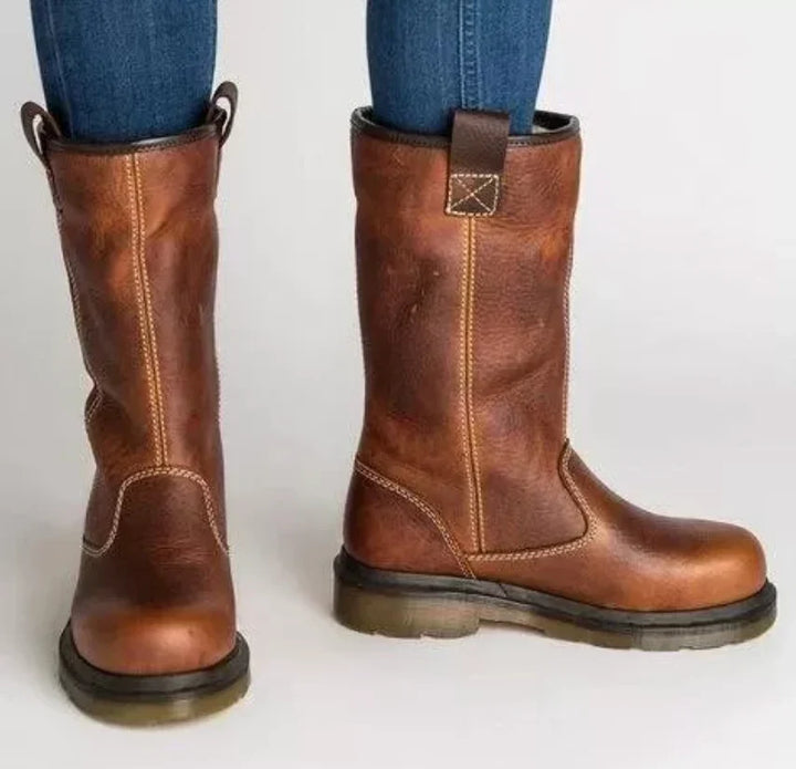 Damen Lederstiefel für den Herbst in Braun
