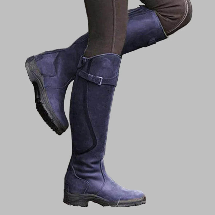 Damen Lederstiefel für Herbst Outfits in Blau