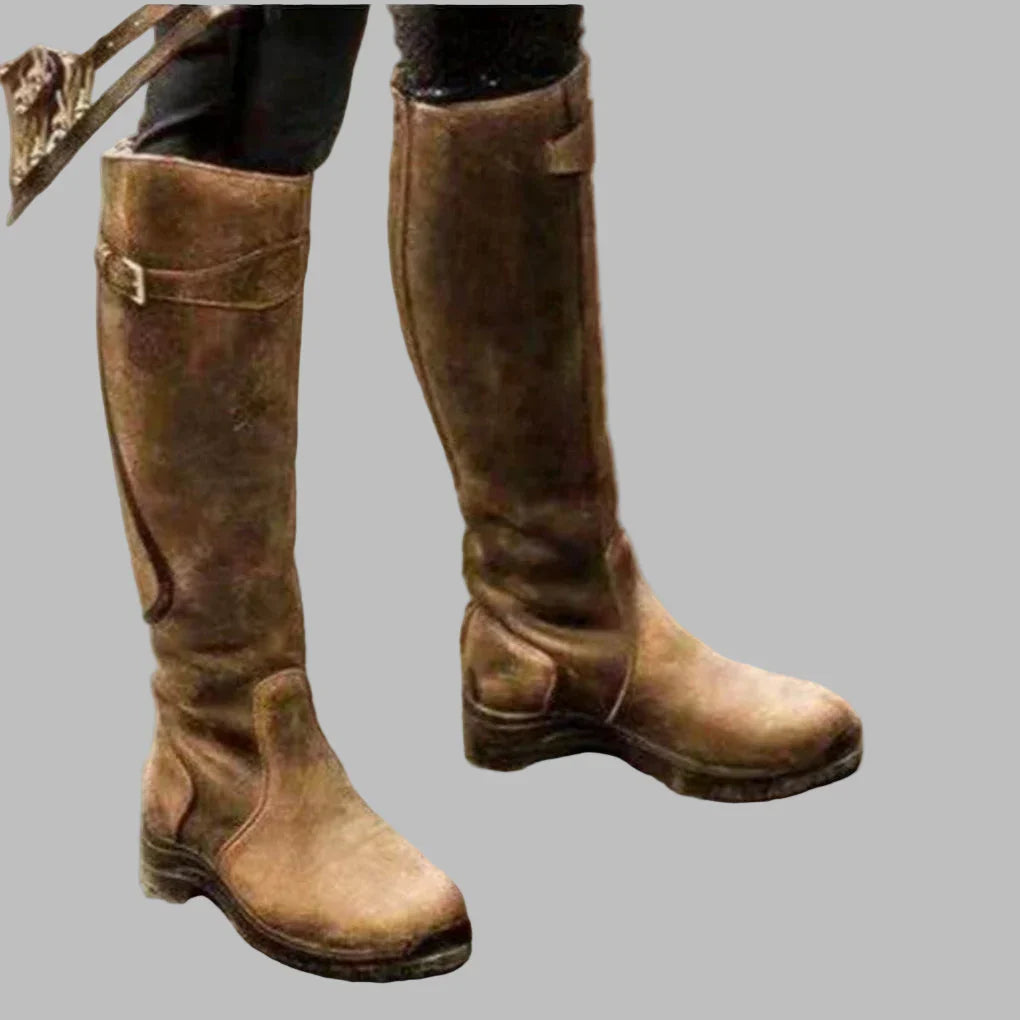Damen Lederstiefel für Herbst Outfits in Braun