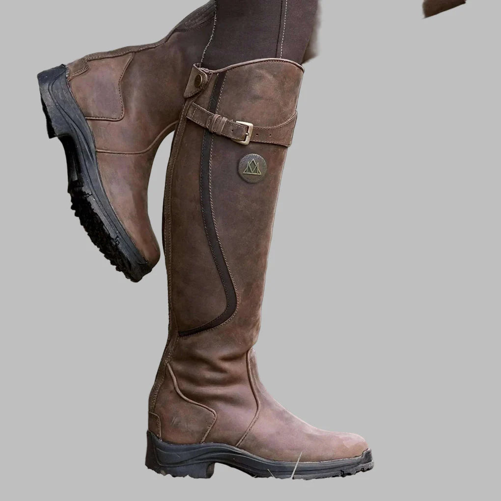 Damen Lederstiefel für Herbst Outfits in Dunkelbraun