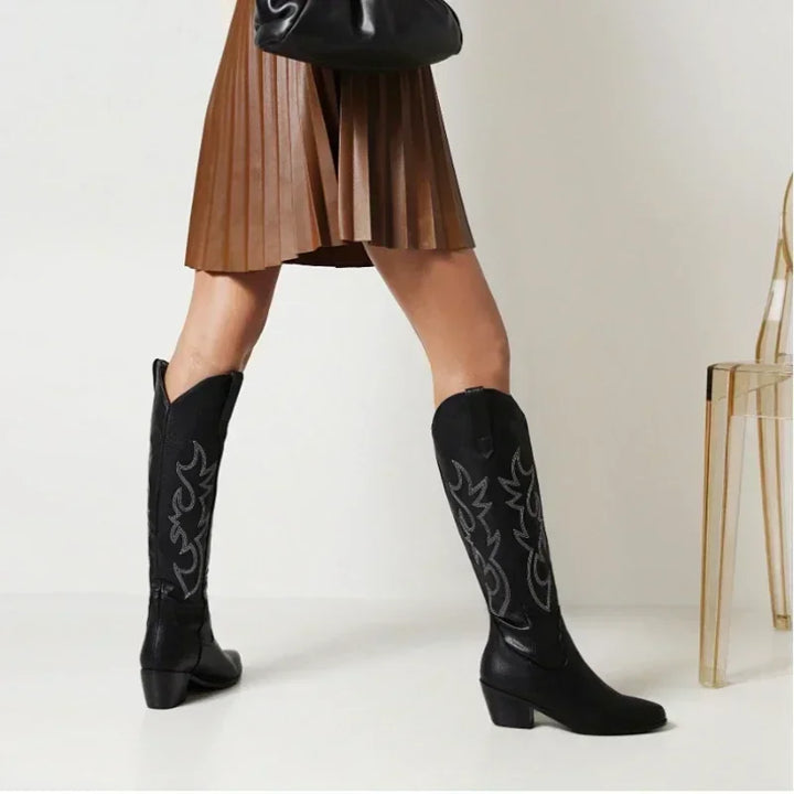 Damen Lederstiefel im Cowboy-Stil (3)