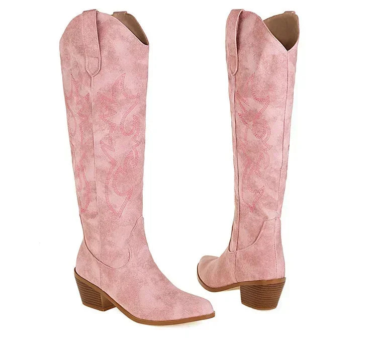 Damen Lederstiefel im Cowboy-Stil (5)