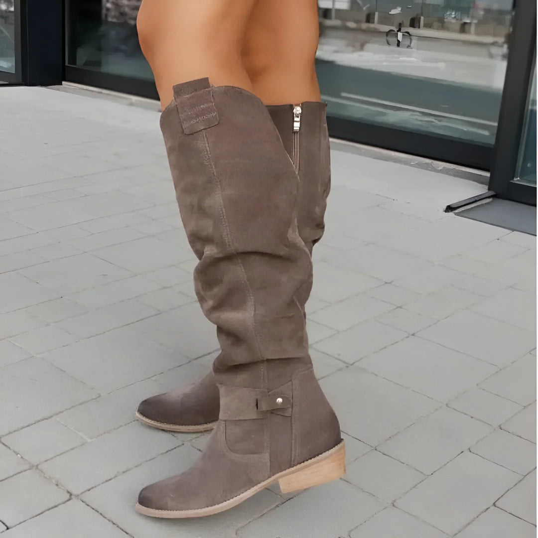 Damen Lederstiefel im eleganten Stil in Braun