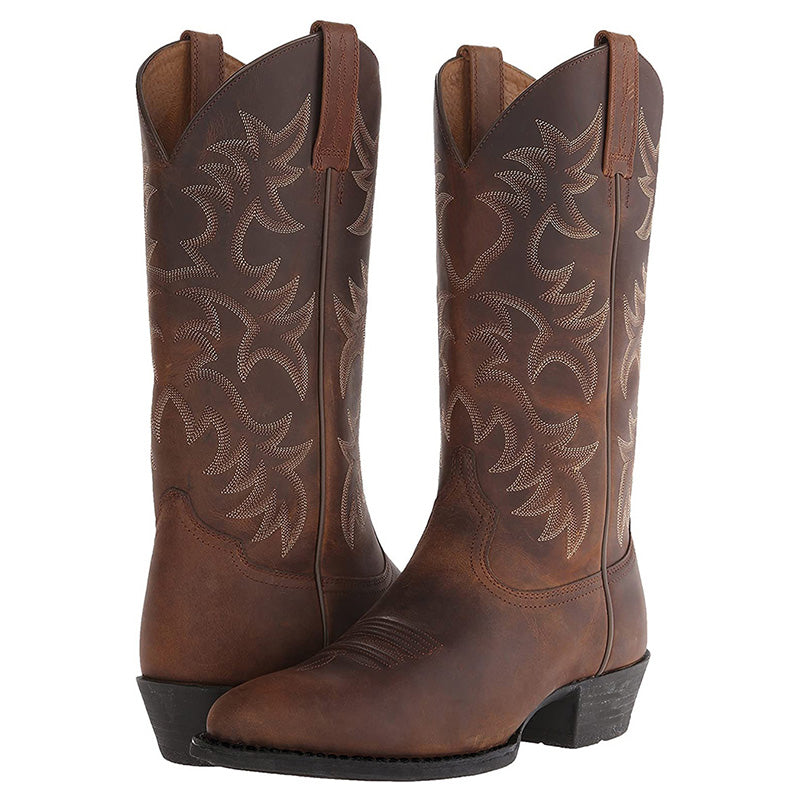 Damen Lederstiefel im Western-Stil in Braun