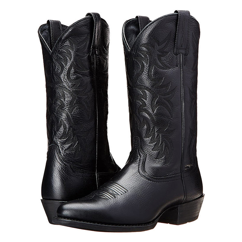 Damen Lederstiefel im Western-Stil in Schwarz