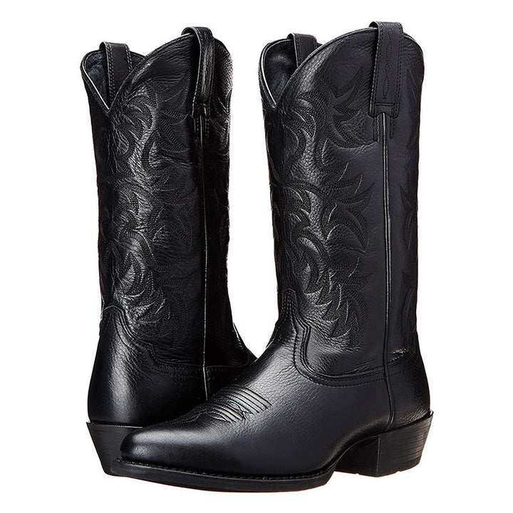 Damen Lederstiefel im Western-Stil in Schwarz