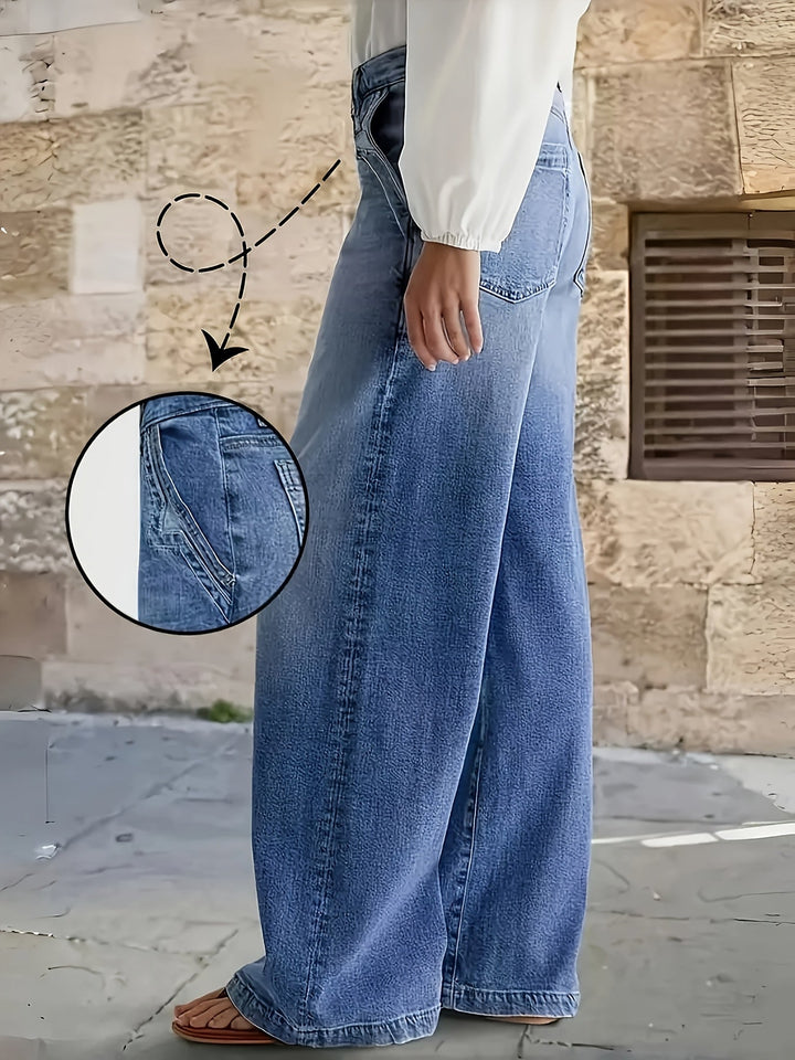 Damen Leggings im Jeans-Stil mit weiten Beinen (4)