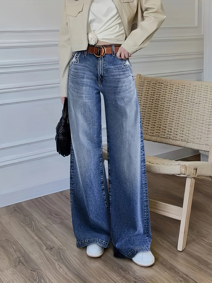Damen Leggings im Jeans-Stil mit weiten Beinen (5)