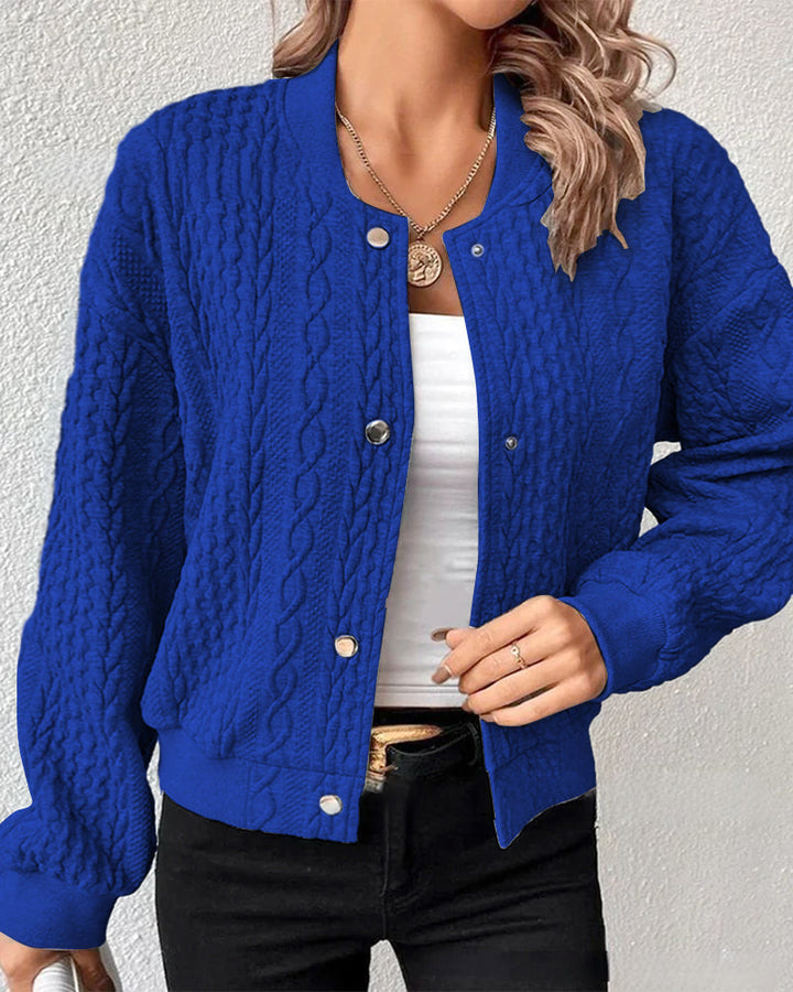 Damen leichte Strickjacke mit Muster für Alltag in Blau