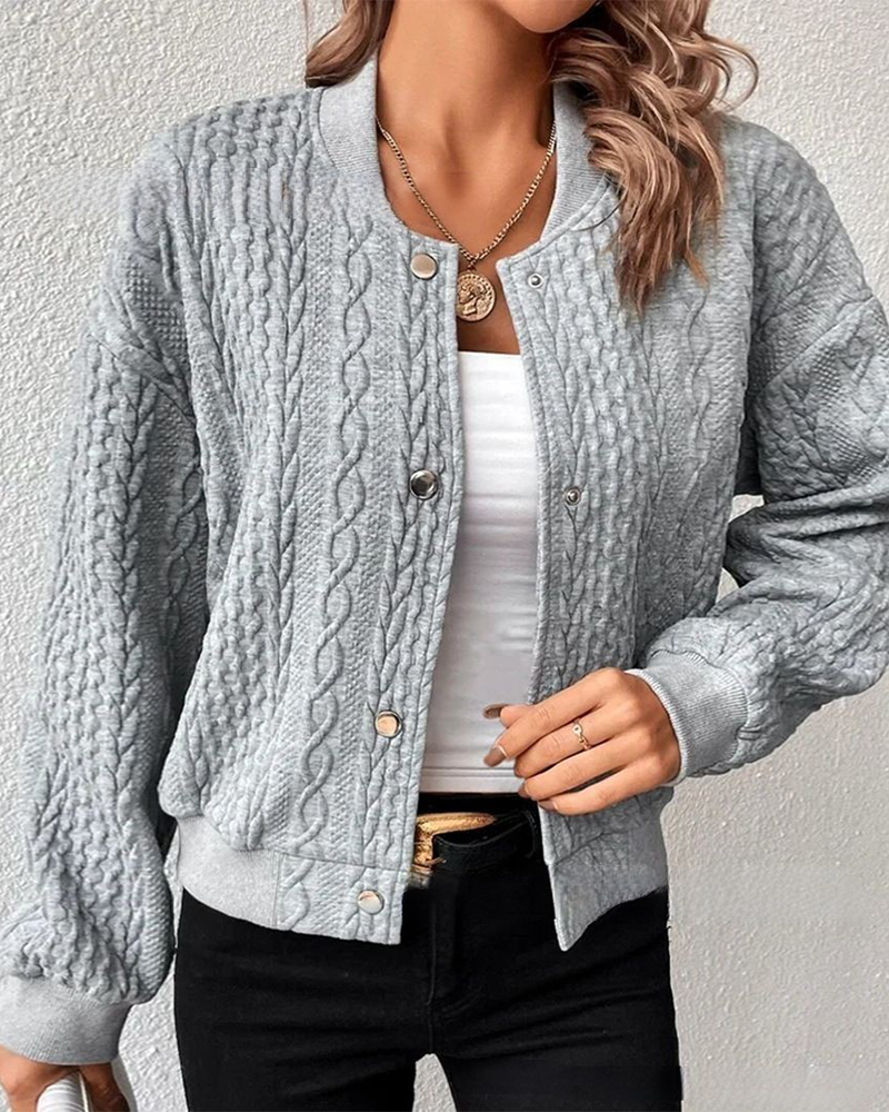 Damen leichte Strickjacke mit Muster für Alltag in Grau