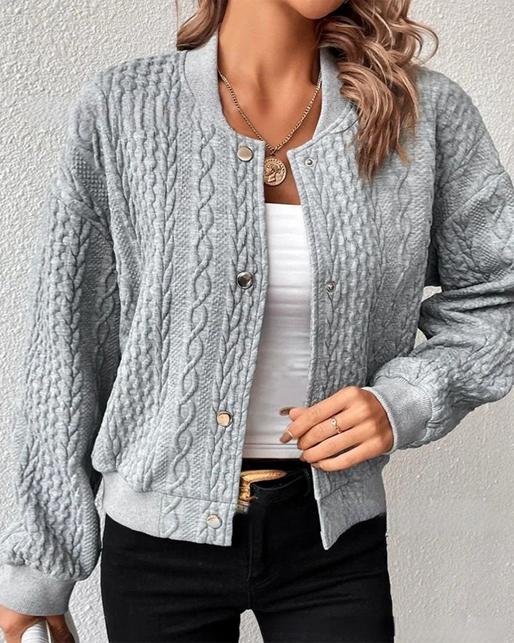 Damen leichte Strickjacke mit Muster für Alltag in Grau