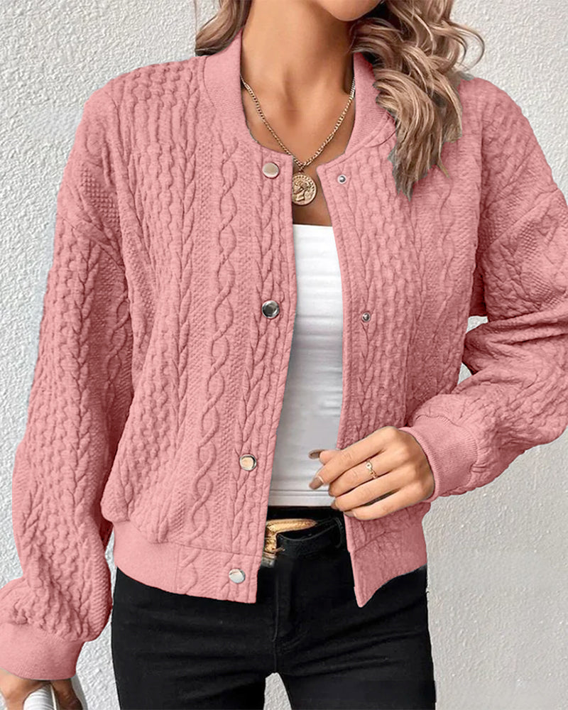 Damen leichte Strickjacke mit Muster für Alltag in Rosa