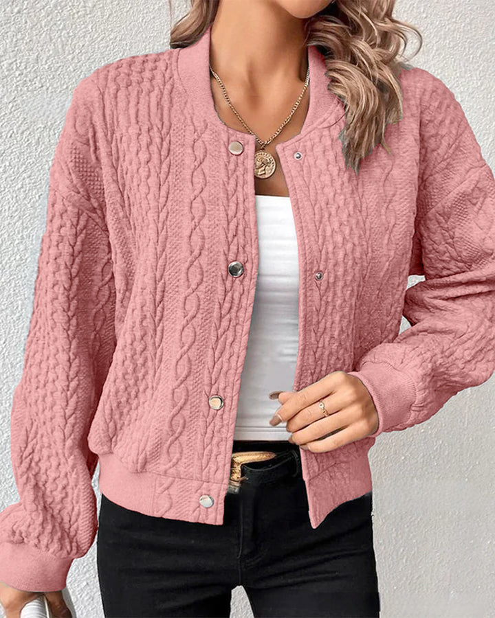 Damen leichte Strickjacke mit Muster für Alltag in Rosa