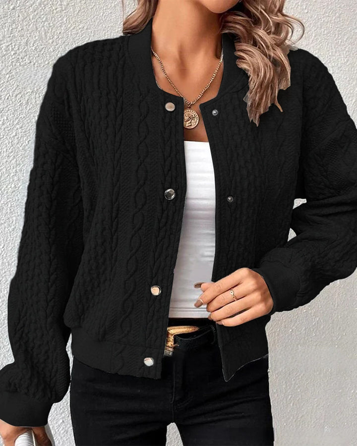 Damen leichte Strickjacke mit Muster für Alltag in Schwarz
