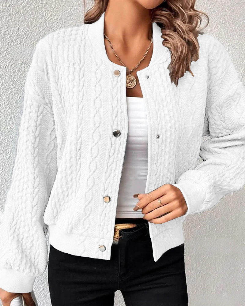 Damen leichte Strickjacke mit Muster für Alltag in Weiß
