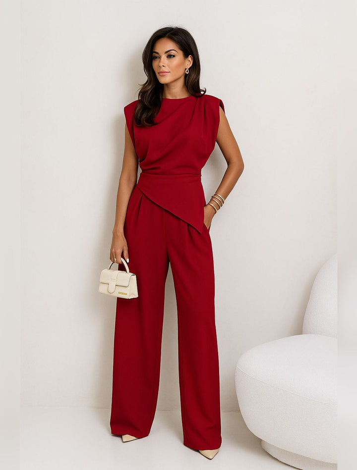 Damen Leichtes Zweiteiliges Polyester Set in Rot