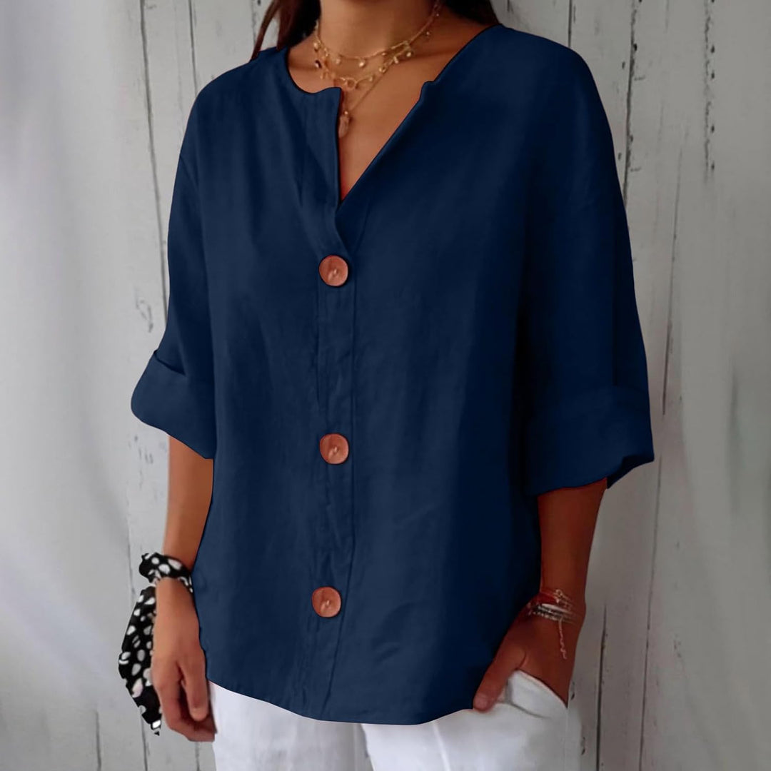 Damen Leinen Hemd für Sommer in Blau