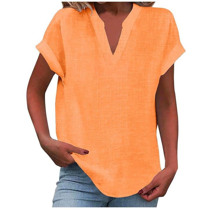 Damen Leinen Hemd Locker in Orange