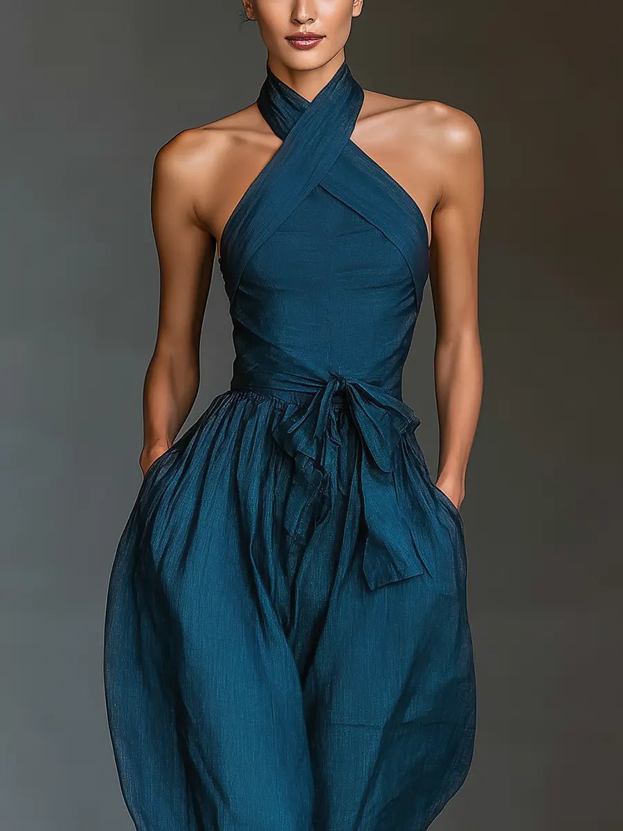 Damen Leinen Jumpsuit für elegante Anlässe (3)