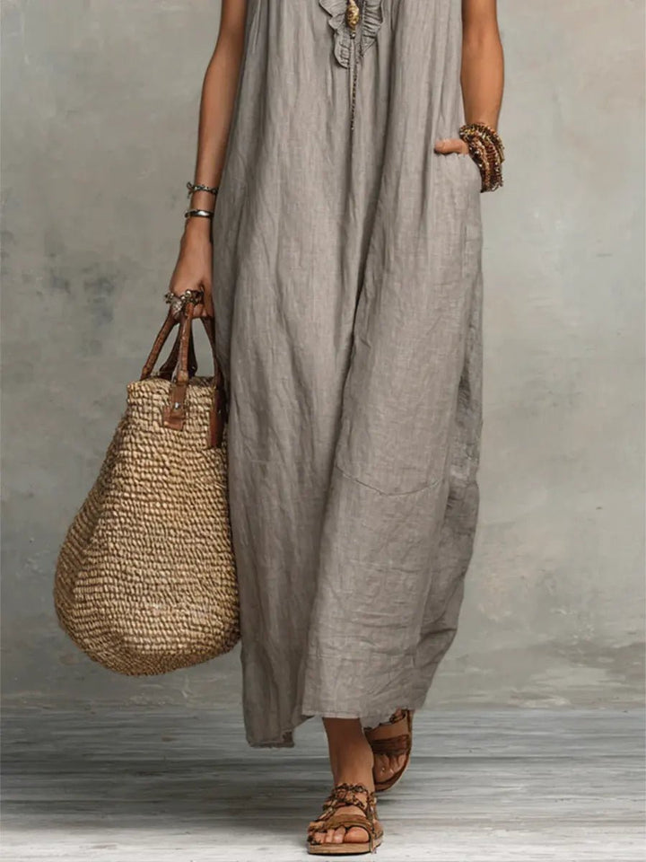 Damen Leinen Maxikleid im Boho-Stil für Hochzeitsgäste (7)