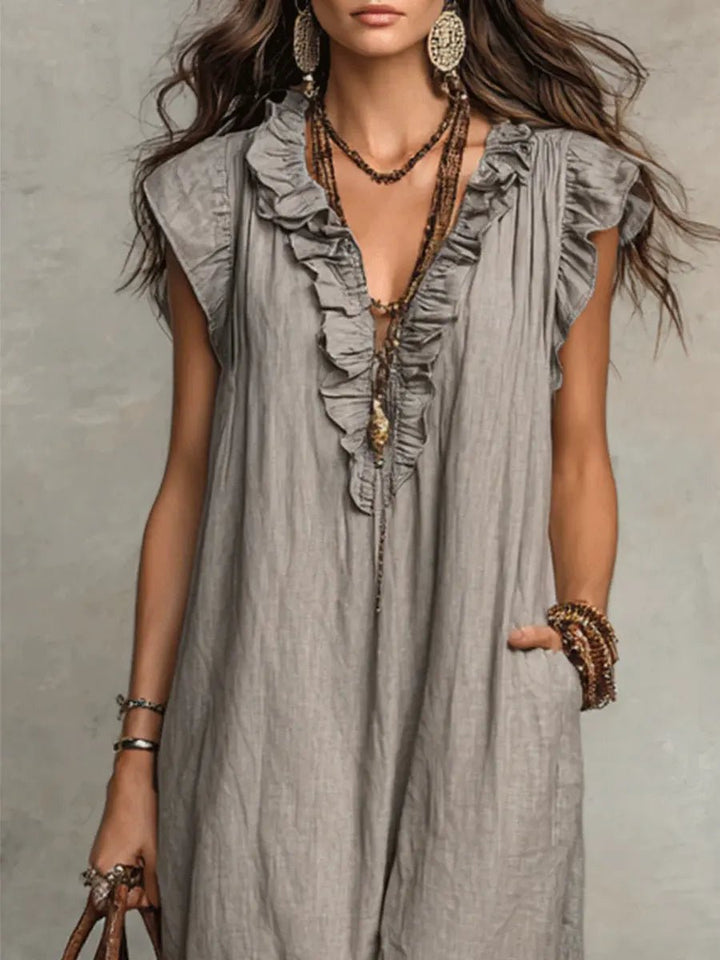 Damen Leinen Maxikleid im Boho-Stil für Hochzeitsgäste (8)