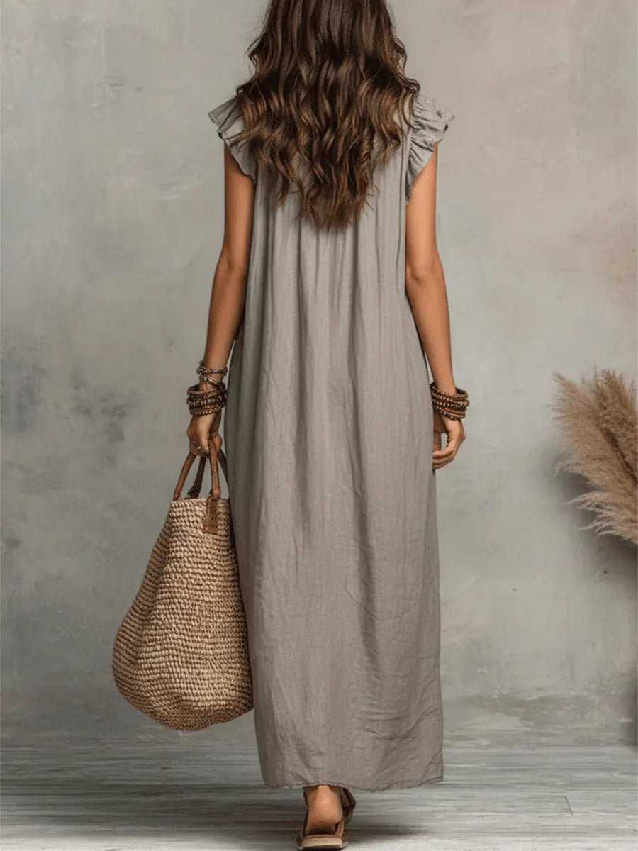Damen Leinen Maxikleid im Boho-Stil für Hochzeitsgäste (9)