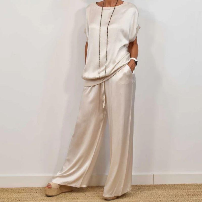 Damen Leinen Set mit Bluse und Hose