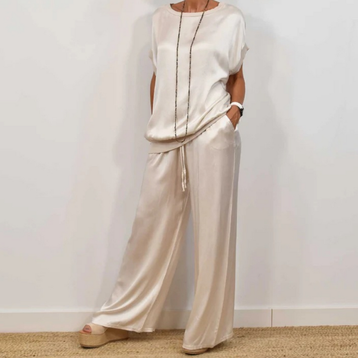 Damen Leinen Set mit Bluse und Hose