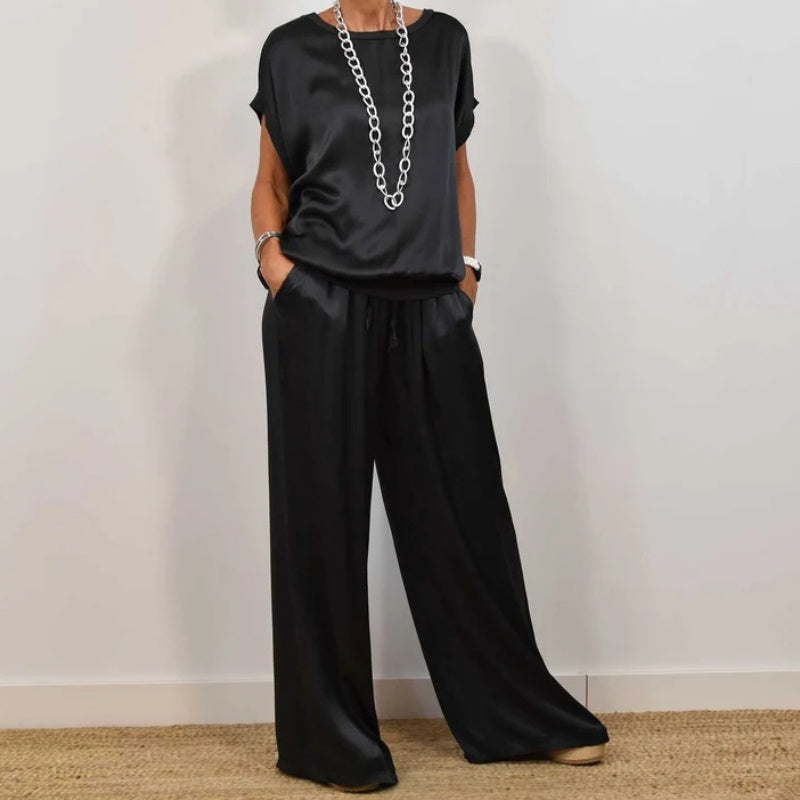 Damen Leinen Set mit Bluse und Hose (2)