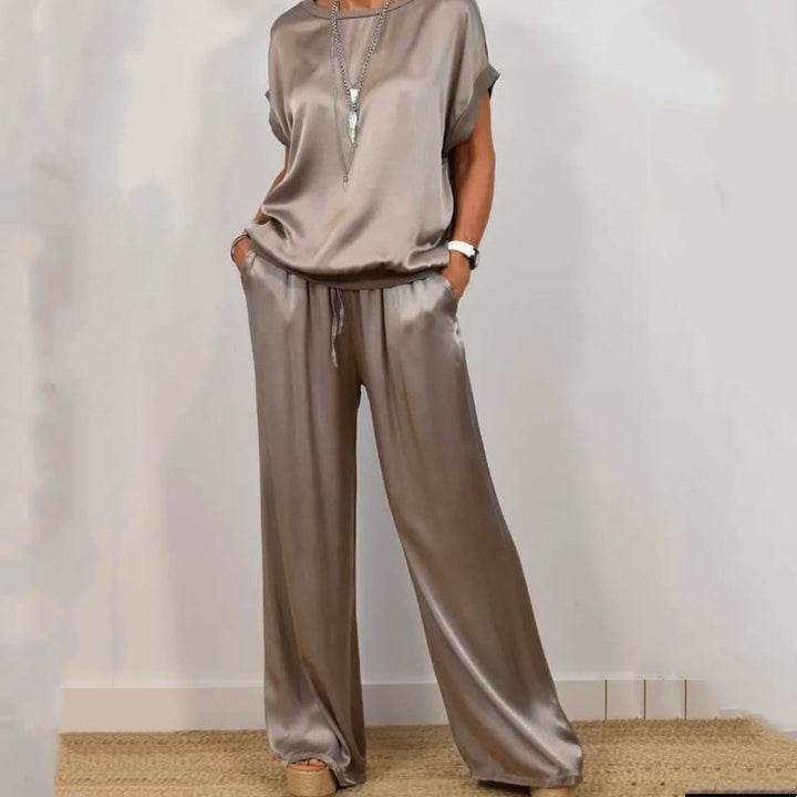 Damen Leinen Set mit Bluse und Hose (3)