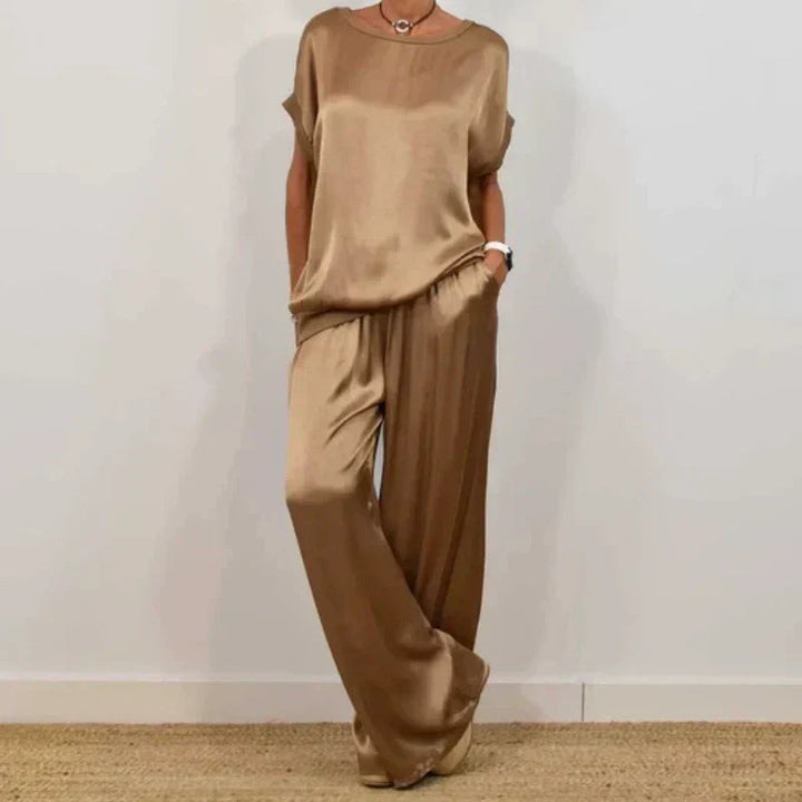 Damen Leinen Set mit Bluse und Hose (4)