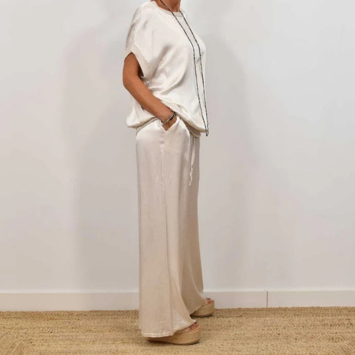 Damen Leinen Set mit Bluse und Hose (5)