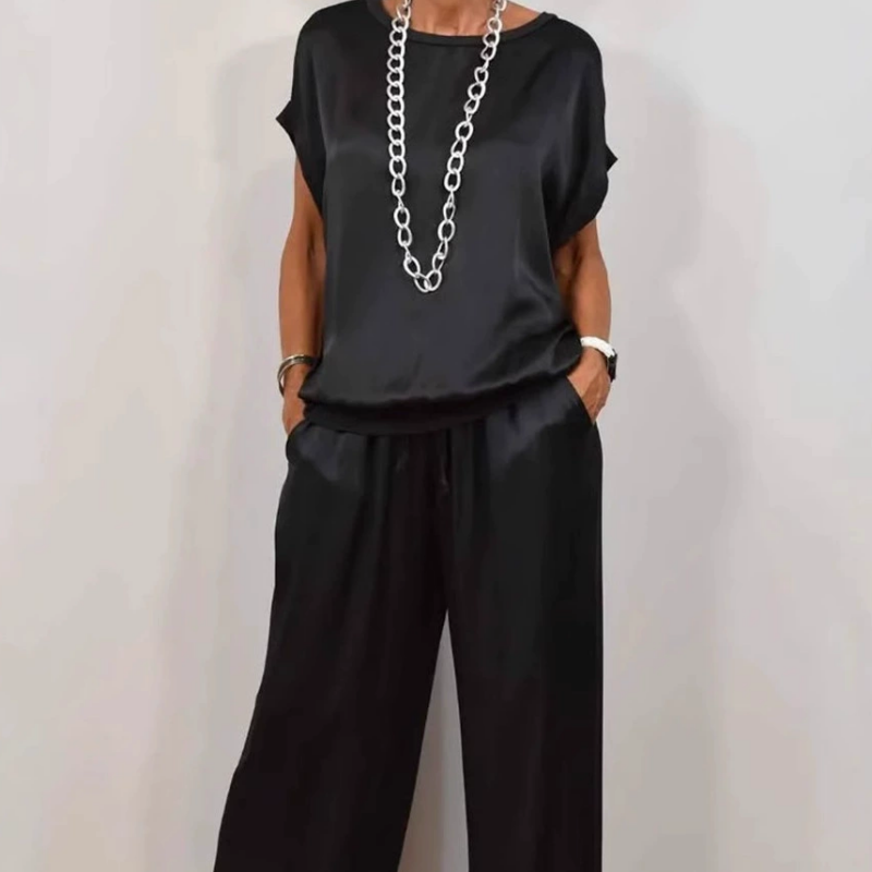 Damen Leinen Set mit Bluse und Hose (7)