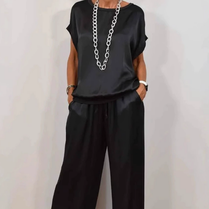 Damen Leinen Set mit Bluse und Hose (7)