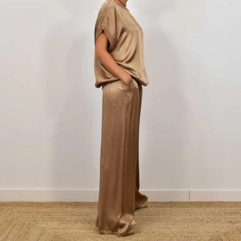 Damen Leinen Set mit Bluse und Hose (9)
