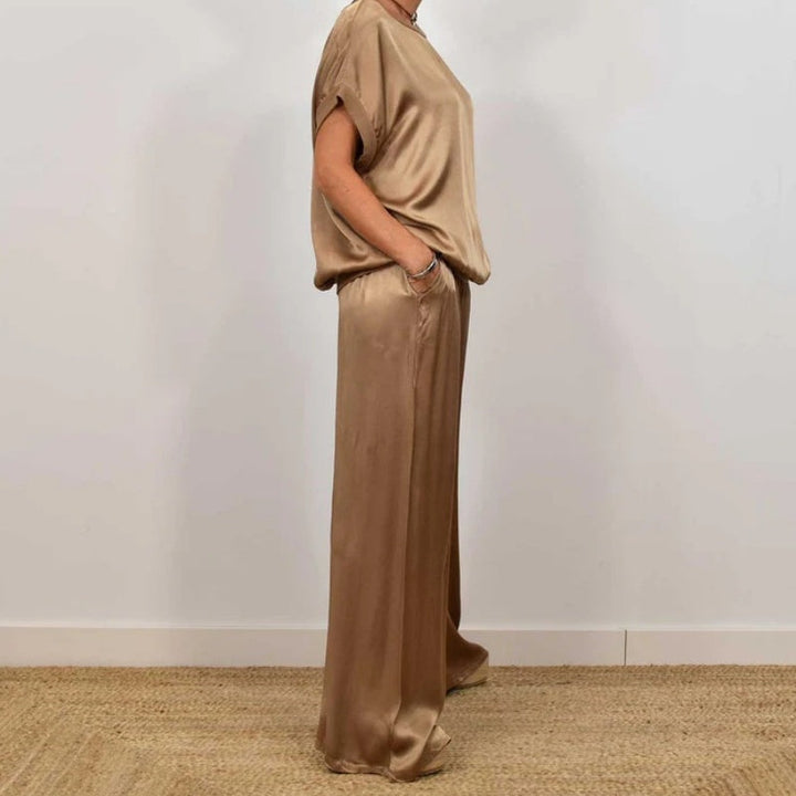 Damen Leinen Set mit Bluse und Hose (9)