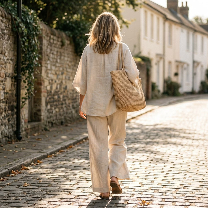 Damen Leinen-Set mit Kimonoärmeln für den Sommer (10)