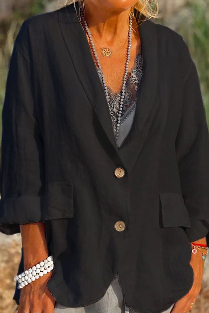 Damen Leinen Sommerjacke zum Kombinieren in Schwarz