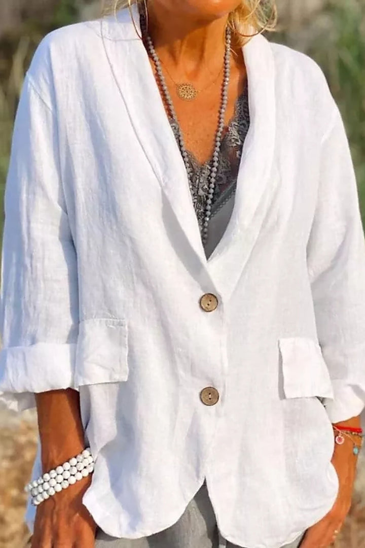 Damen Leinen Sommerjacke zum Kombinieren in Weiß