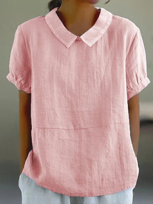 Damen Leinenbluse für den Alltag in Rosa