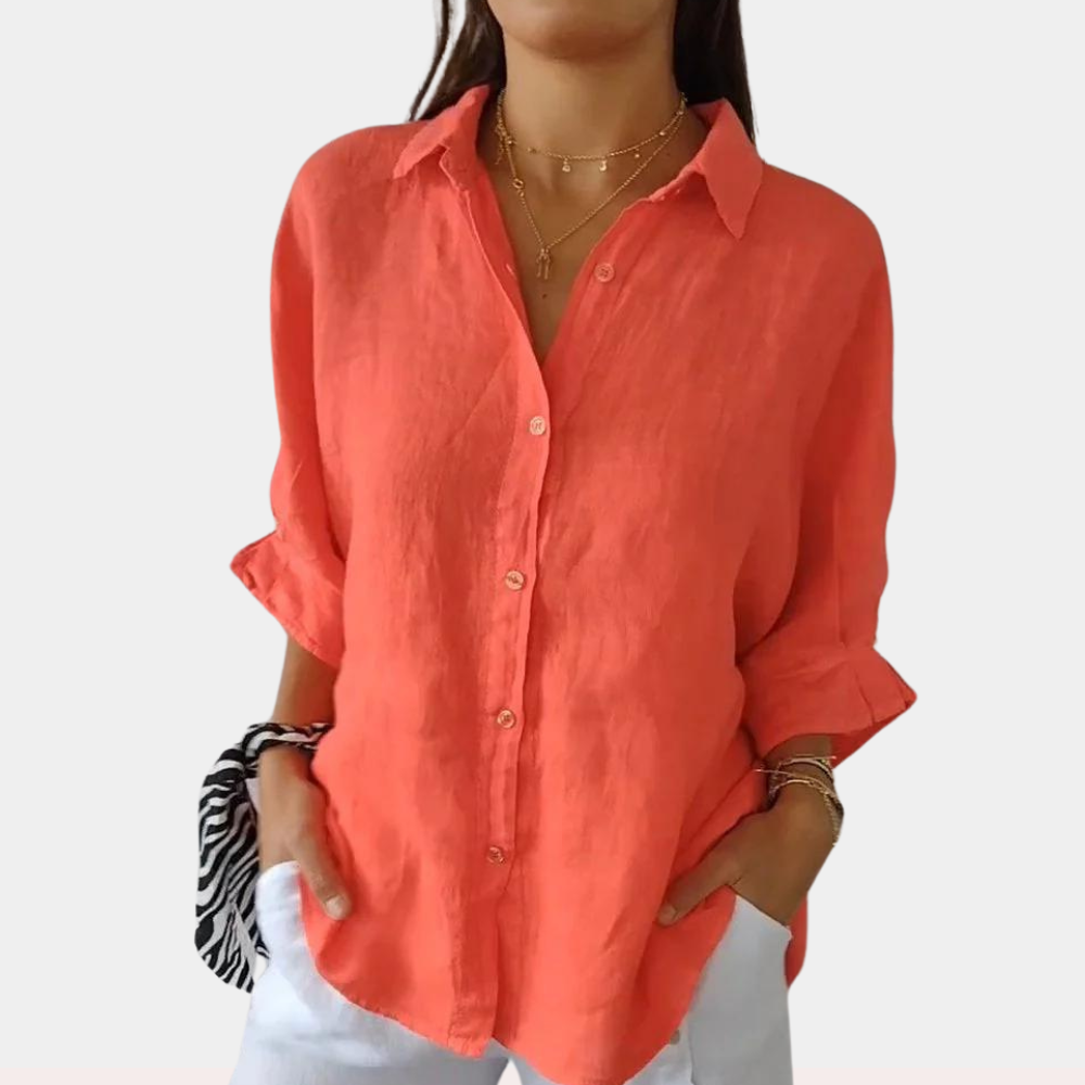 Damen Leinenbluse für warme Tage in Orange