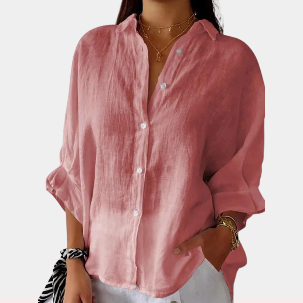 Damen Leinenbluse für warme Tage in Rosa
