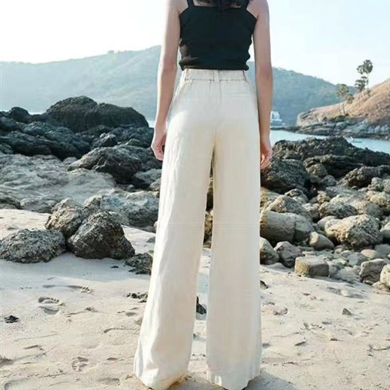 Damen Leinenhose im eleganten Weitbeinstil (5)