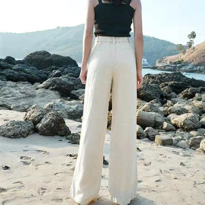 Damen Leinenhose im eleganten Weitbeinstil (5)