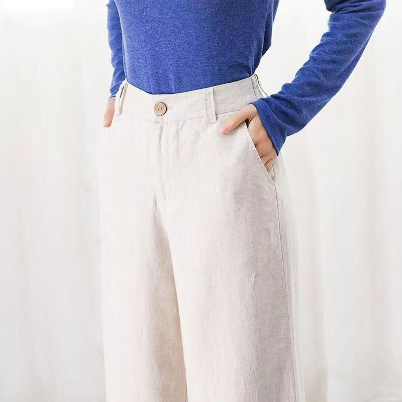 Damen Leinenhose im eleganten Weitbeinstil (7)
