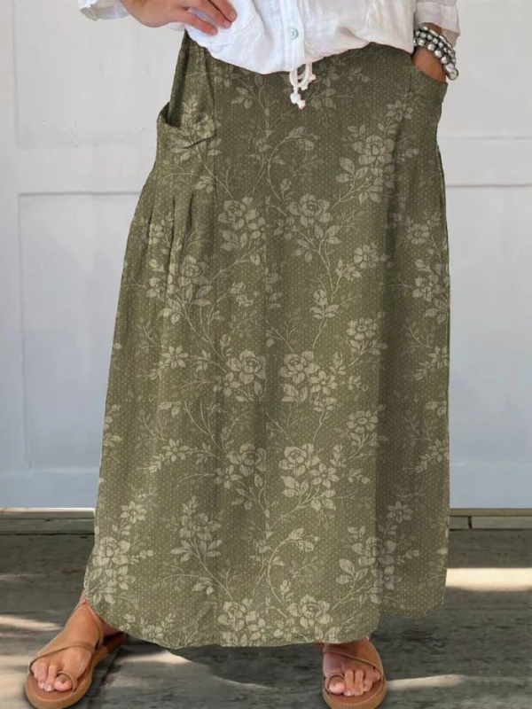 Damen Leinenrock im Vintage-Stil für den Sommer in Grün