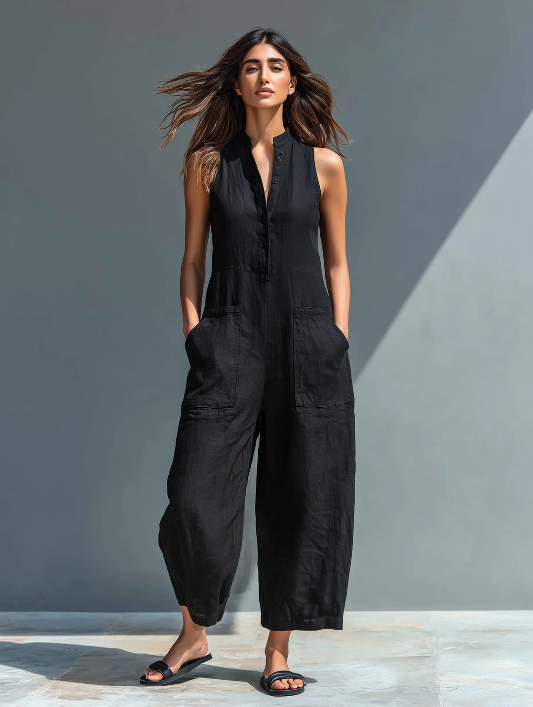 Damen Linen Jumpsuit im Entspannt-Eleganten Stil (10)