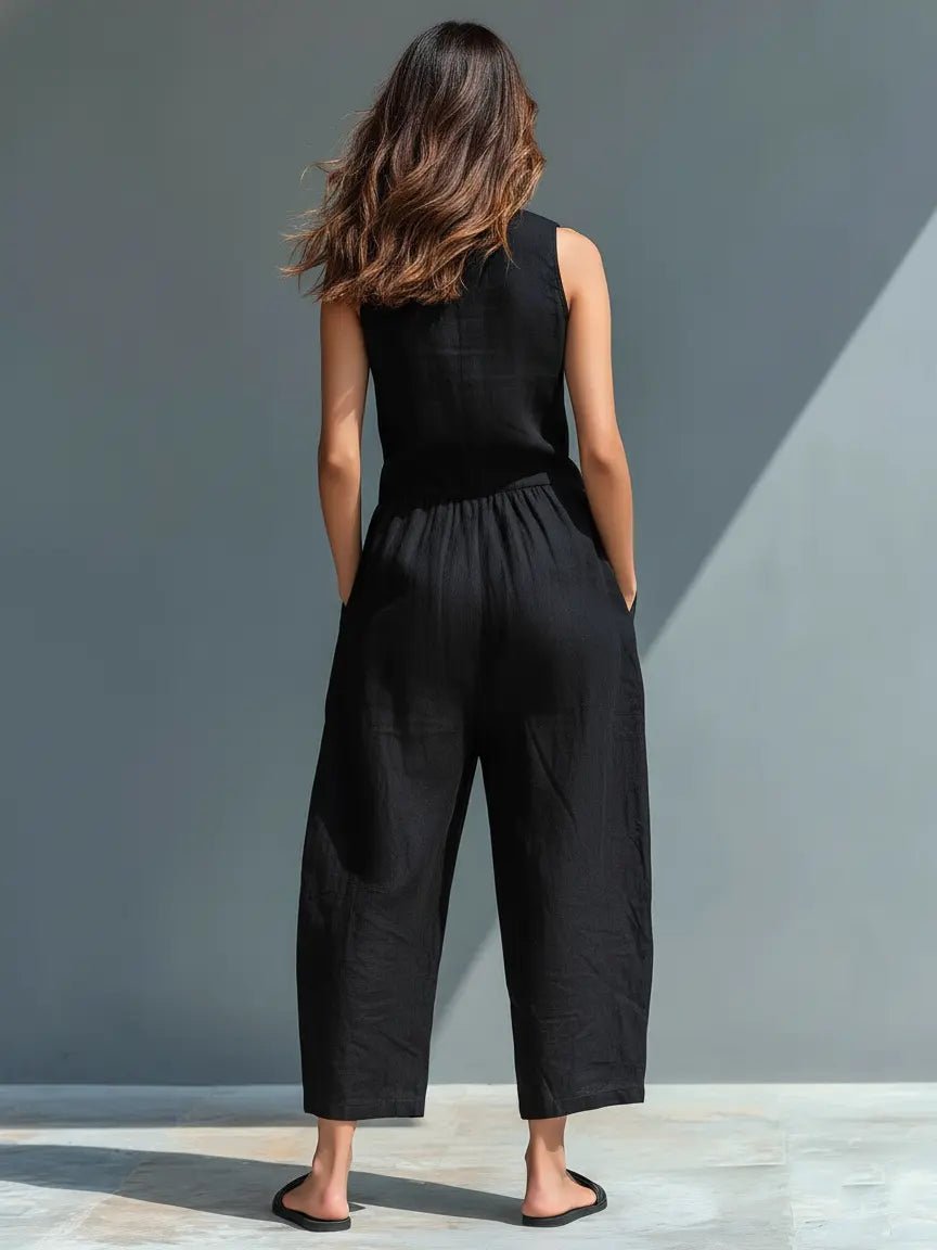 Damen Linen Jumpsuit im Entspannt-Eleganten Stil (2)