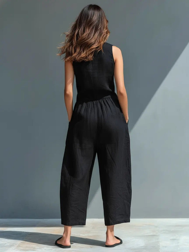 Damen Linen Jumpsuit im Entspannt-Eleganten Stil (2)