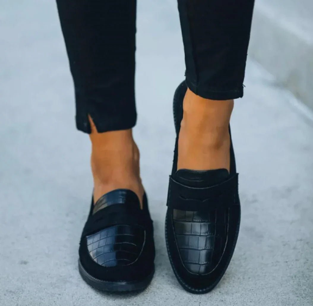 Damen Loafer Slip-On mit Krokotextur